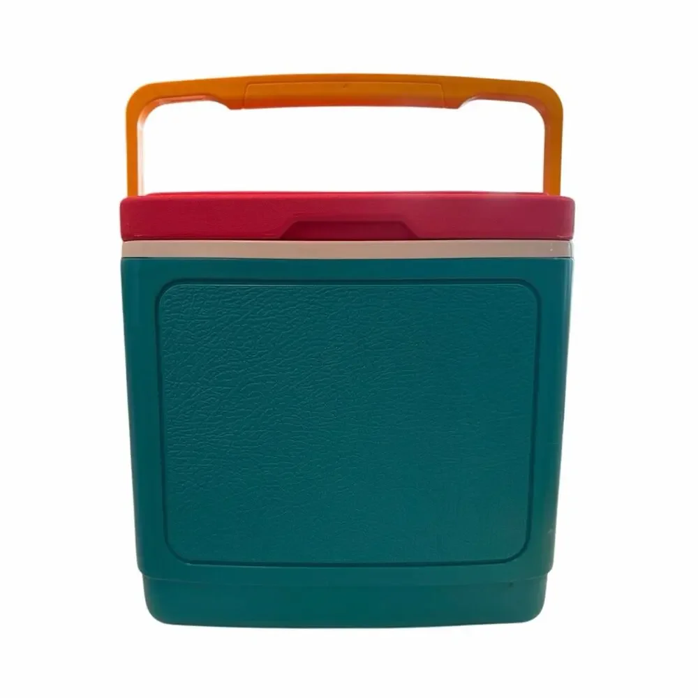 Vintage 1989 Igloo 24 Picnic Cooler Teal Pink Sunset Palm Tree Retro 80s 90s